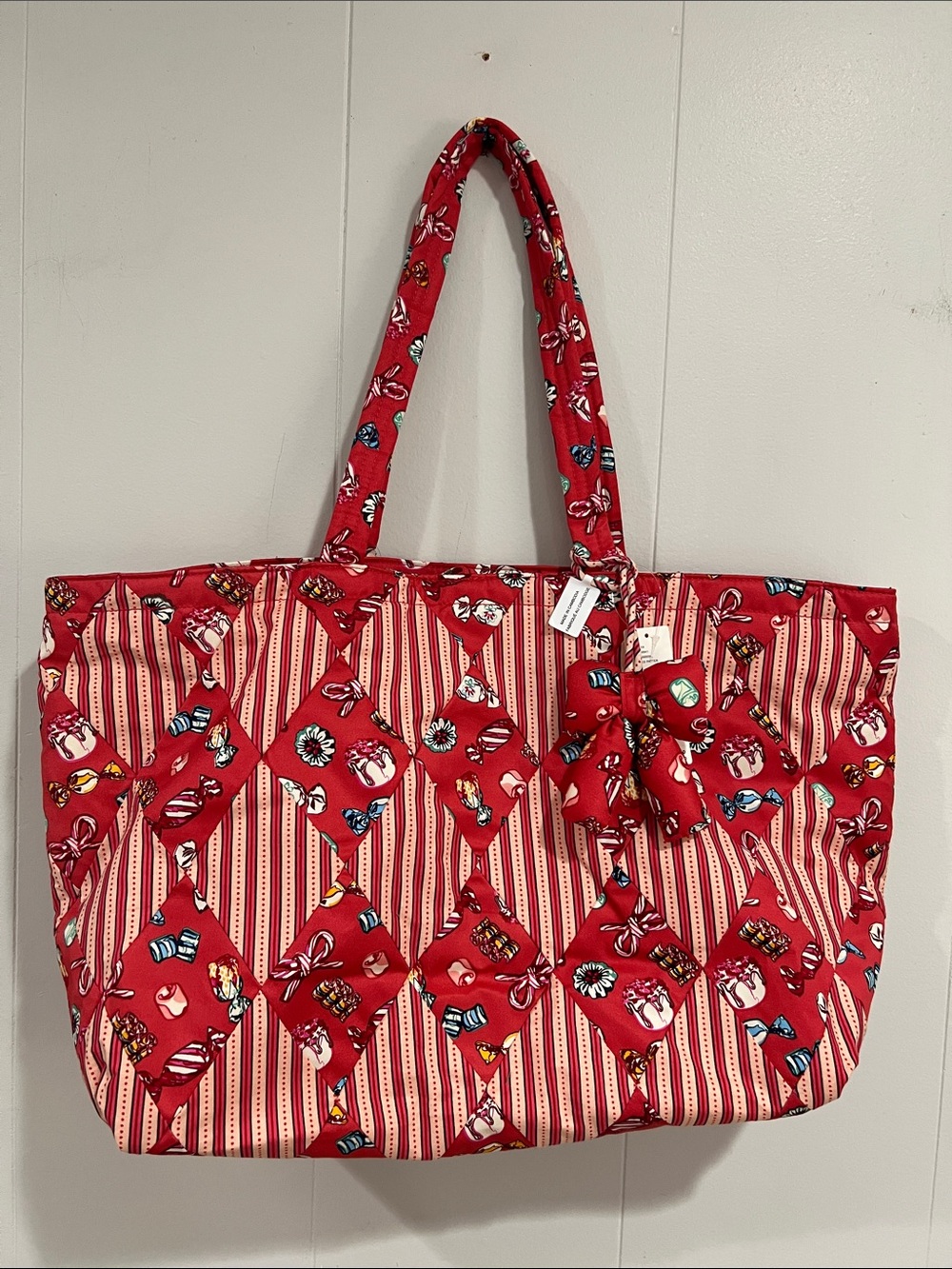 3 items: Vera Bradley for Anthropologie collab Red Patterned Quilted Tote Bag